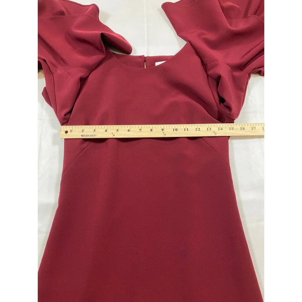 Milly Burgundy Tiered Bell Sleeve Crepe Shift Dress‎ Cocktail Valentines Size 2